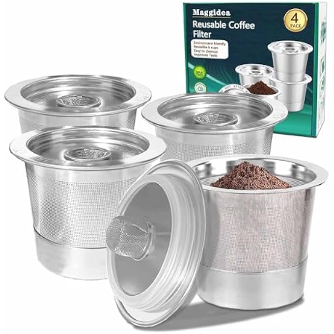 Maggidea 4 Pack K Cup Reusable Coffee Pods For K Stainless Steel Refillable K Cup  Reusable Coffee Filter For K E U R I G 10 Coffee Maker Permanent EcoFriendly BpaFree K Cups 10 X4 - Image 2
