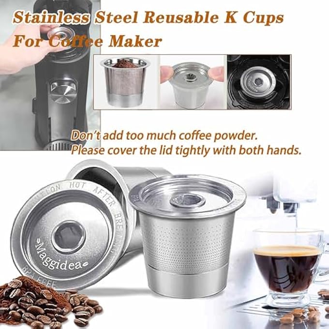 Maggidea 4 Pack K Cup Reusable Coffee Pods For K Stainless Steel Refillable K Cup  Reusable Coffee Filter For K E U R I G 10 Coffee Maker Permanent EcoFriendly BpaFree K Cups 10 X4 - Image 4
