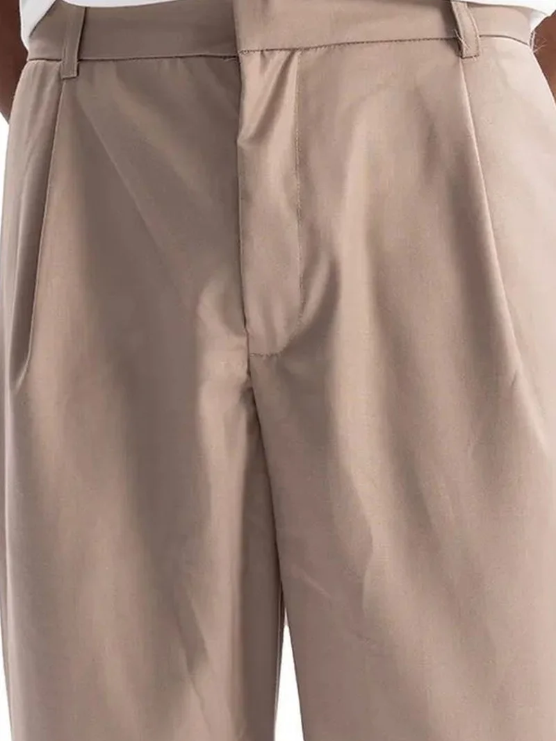 Giesto Beige Natural GIESTO Pleated Straight Leg Pants for Men | Best Price UAE