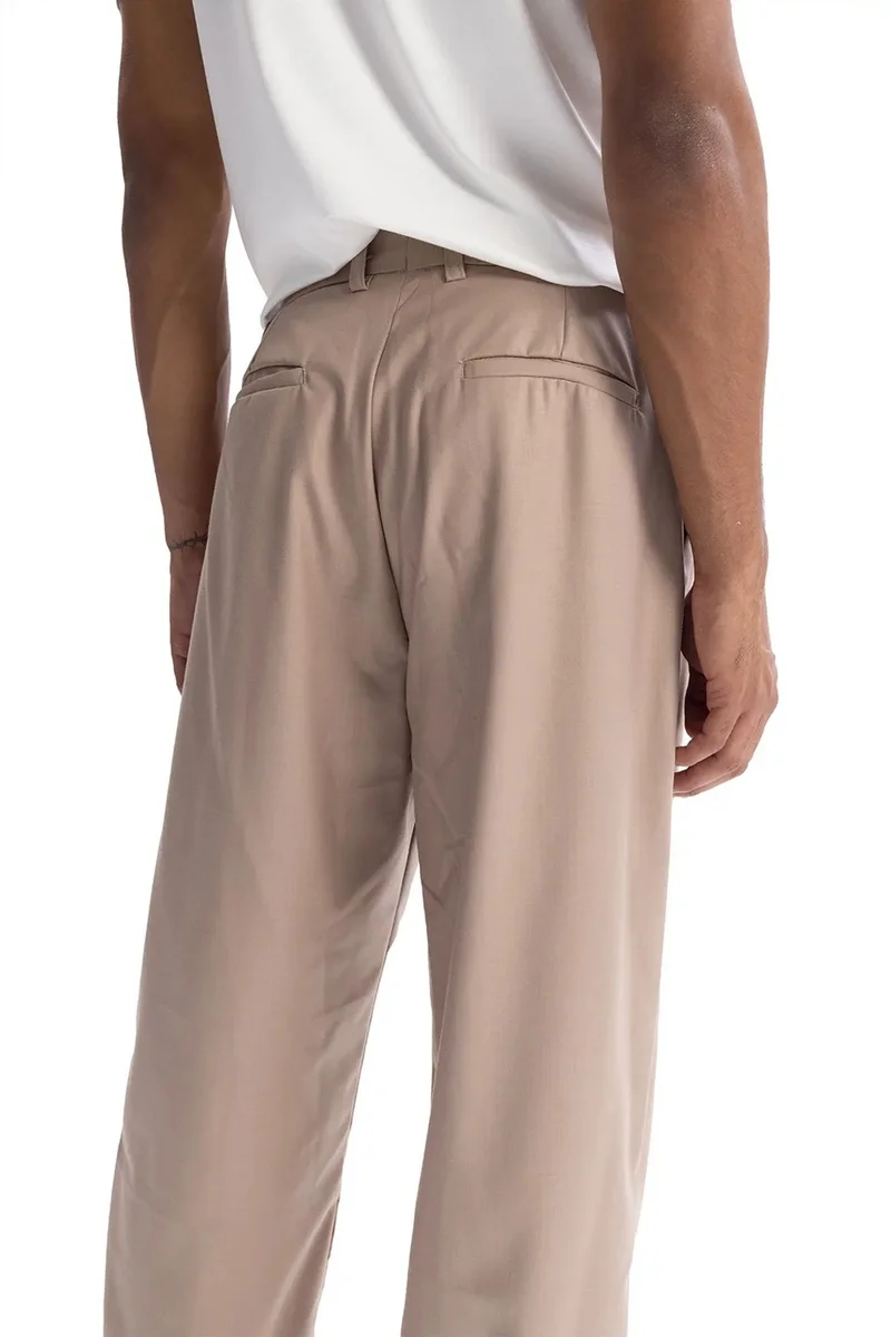 Giesto Beige Natural GIESTO Pleated Straight Leg Pants for Men | Best Price UAE