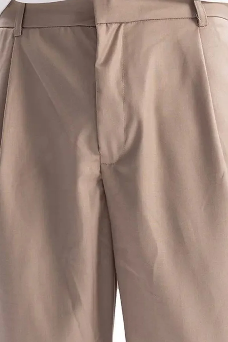 Giesto Beige Natural GIESTO Pleated Straight Leg Pants for Men | Best Price UAE
