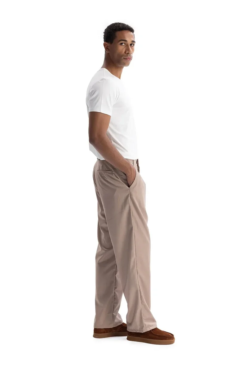 Giesto Beige Natural GIESTO Pleated Straight Leg Pants for Men | Best Price UAE