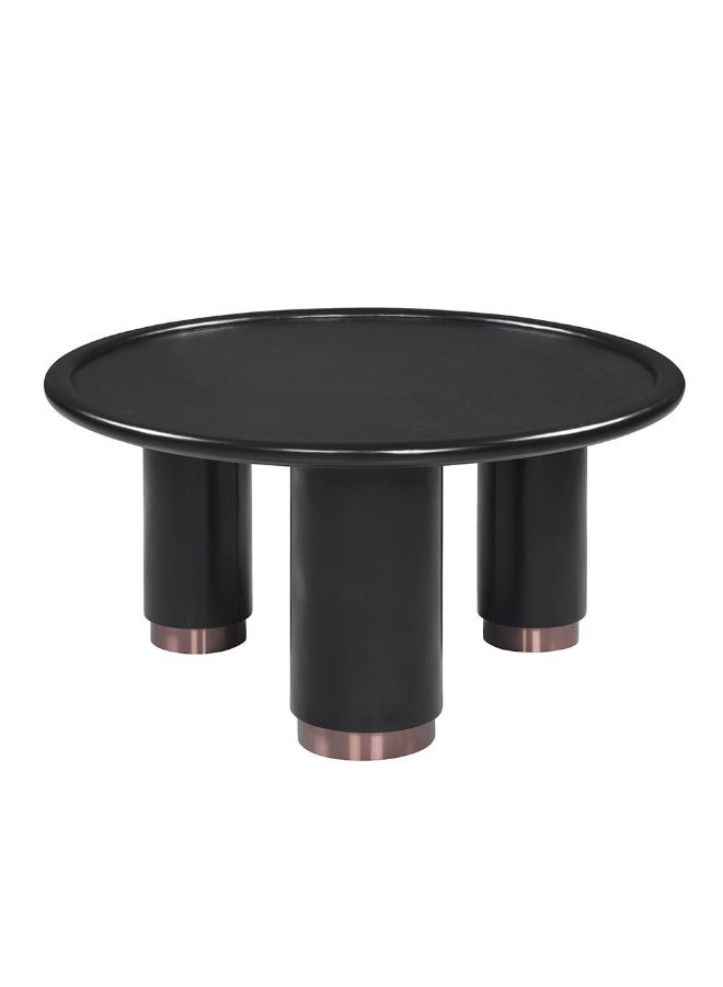 DANUBE HOME Tokishi Round Coffee Table | Multifunctional Living Room Table | Space Saving Center Table | Modern Design Furniture For Home Living Room L90xW90xH45cm - Black - Image 1