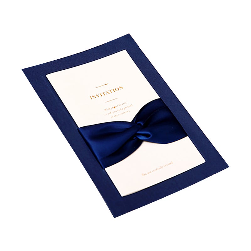 10PCS Bow Ribbons Wedding Invitations Cards with Envelopes For Wedding Bridal Shower Engagement Greeting Card Anniversary Valentine Birthday Gift for Her Mum Wife Lovers - Image 1