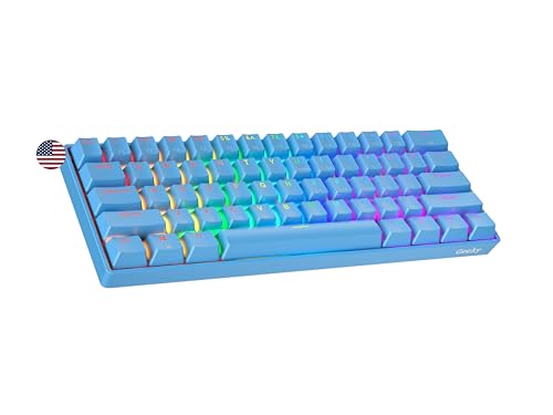 Geeky GK61 SE 60% | Mechanical Gaming Keyboard | 61 Keys Multi Color RGB LED Backlit for PC/Mac Gamer | ANSI US American Layout (Blue, Mechanical Speed Silver) - Image 1