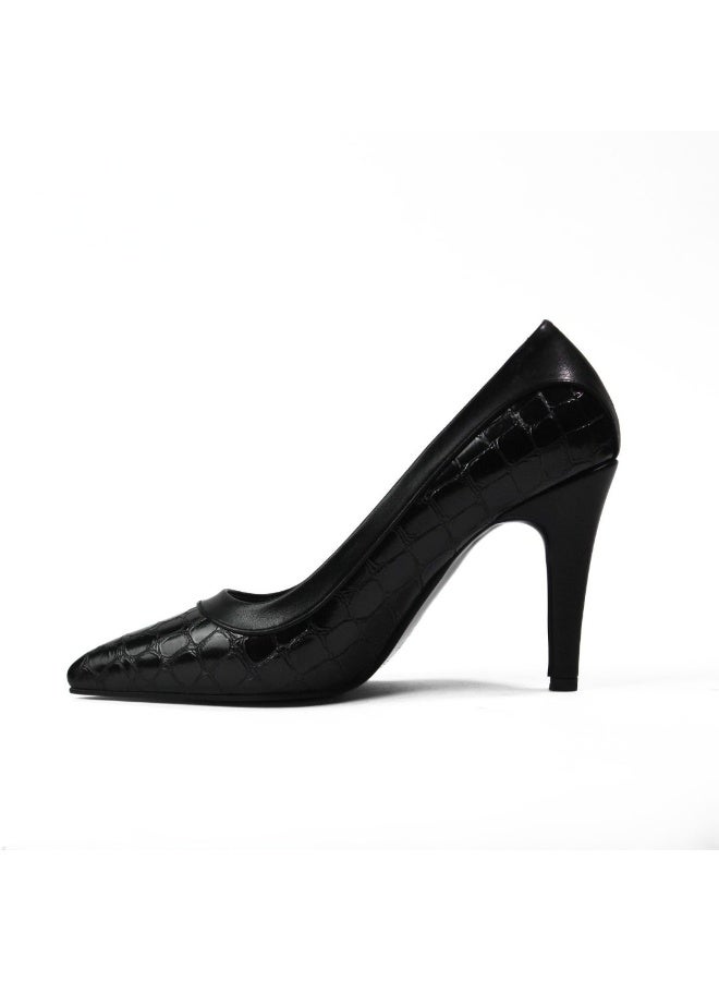 Crocodile Leather Heels – 9 cm -black - Image 3