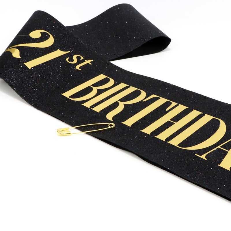 FASOTY 21st Birthday Baddie Sash - Gold Glitter Sash with Black Foil Birthday Baddie Sash for Women and Men Funny Party Favor Decorations Baddie Accessories - Image 4