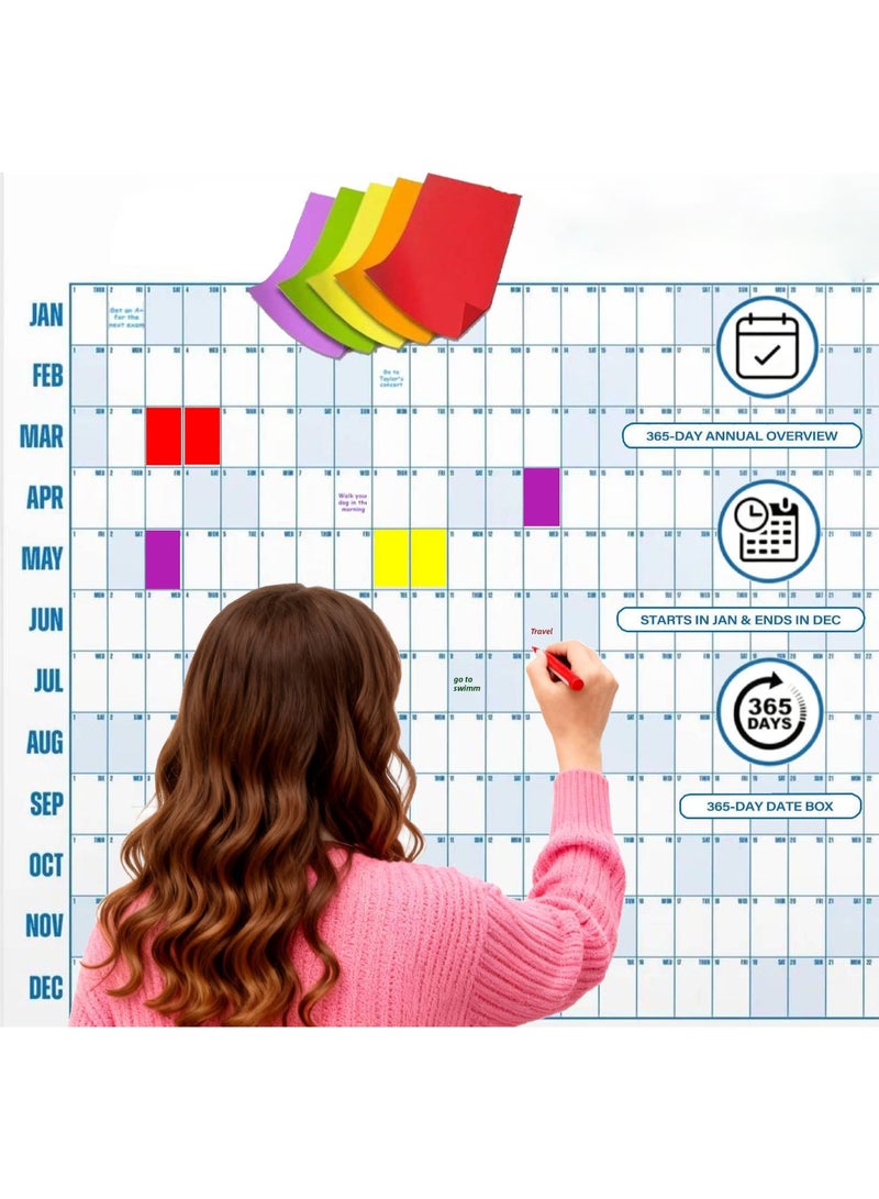 تقويم بيج إيه، تقويم حائط مقاس 43.82 × 33.07 بوصة، مخطط سنوي كبير جدًا مع ملاحظات لاصقة، منظم لمدة 12 شهرًا للأحداث والمواعيد النهائية والأهداف - Image 3