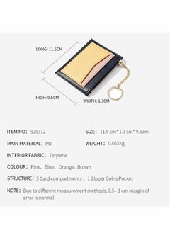 KASTWAVE Women's Small Wallet with Card Slots Multiple Card Slots Zip Card Holder Keychain Cropped Leather Wallet (Blue)  - Image 4