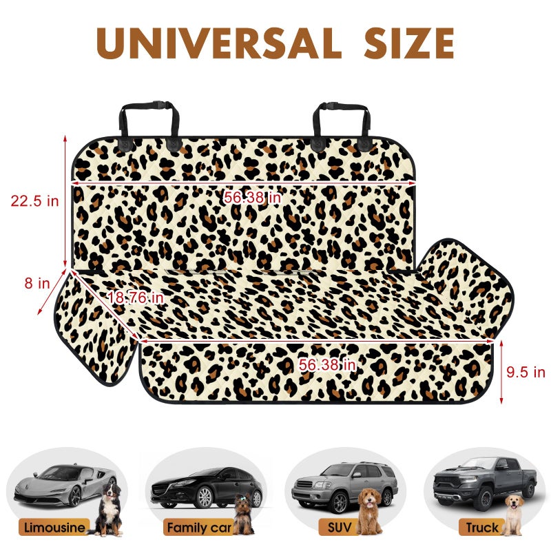 NECKORY Backseat Cover for Dogs, Waterproof and Non-Slip Pet Bench Seat Covers, Car Seat Protector for Back Seat, Universal Size Rear Car Seat Cover Fits Cars, Trucks and SUVs, L-Leopard&Black - Image 2