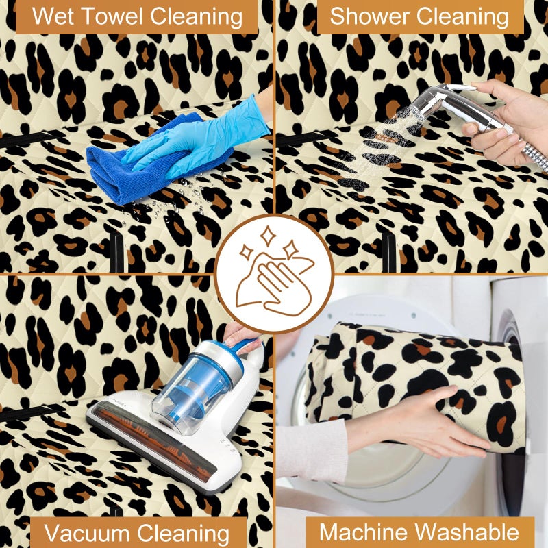 NECKORY Backseat Cover for Dogs, Waterproof and Non-Slip Pet Bench Seat Covers, Car Seat Protector for Back Seat, Universal Size Rear Car Seat Cover Fits Cars, Trucks and SUVs, L-Leopard&Black - Image 5