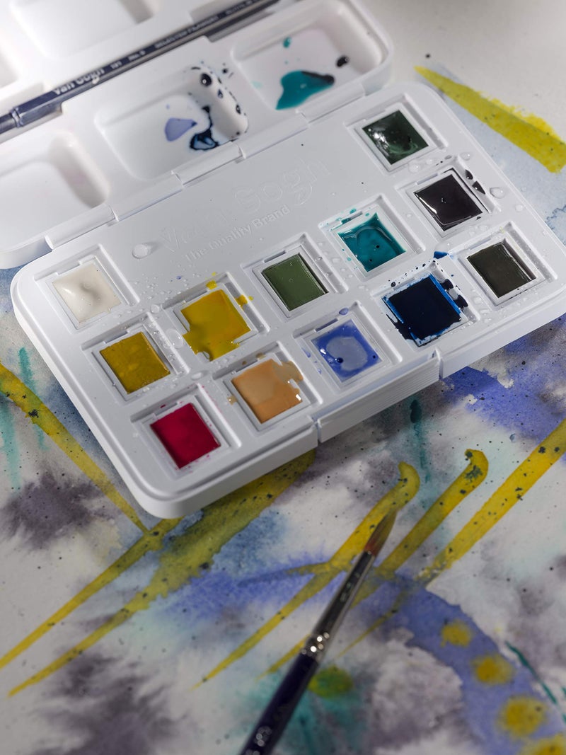 Van Gogh Watercolor Paint Set, Plastic Pocketbox, 12-Half Pan Muted Colors Selection - Image 2