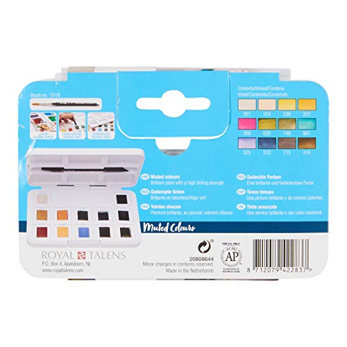 Van Gogh Watercolor Paint Set, Plastic Pocketbox, 12-Half Pan Muted Colors Selection - Image 5