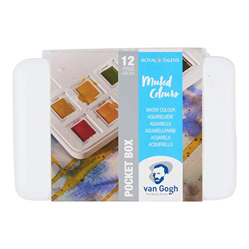 Van Gogh Watercolor Paint Set, Plastic Pocketbox, 12-Half Pan Muted Colors Selection - Image 1