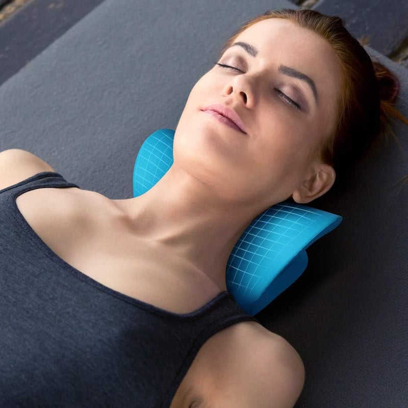 RESTCLOUD Neck and Shoulder Relaxer, Cervical Traction Device for TMJ Pain Relief and Cervical Spine Alignment, Chiropractic Pillow Neck Stretcher(Blue) - Image 3