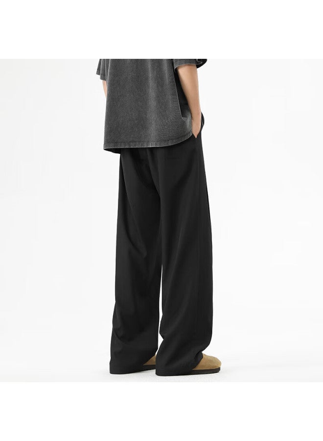 Maybeyond Men's Dress Pants, Summer Sports Wide-leg Straight Trousers, Loose Casual Draping Pants For Men, Ma89 Black, Size M - Image 5