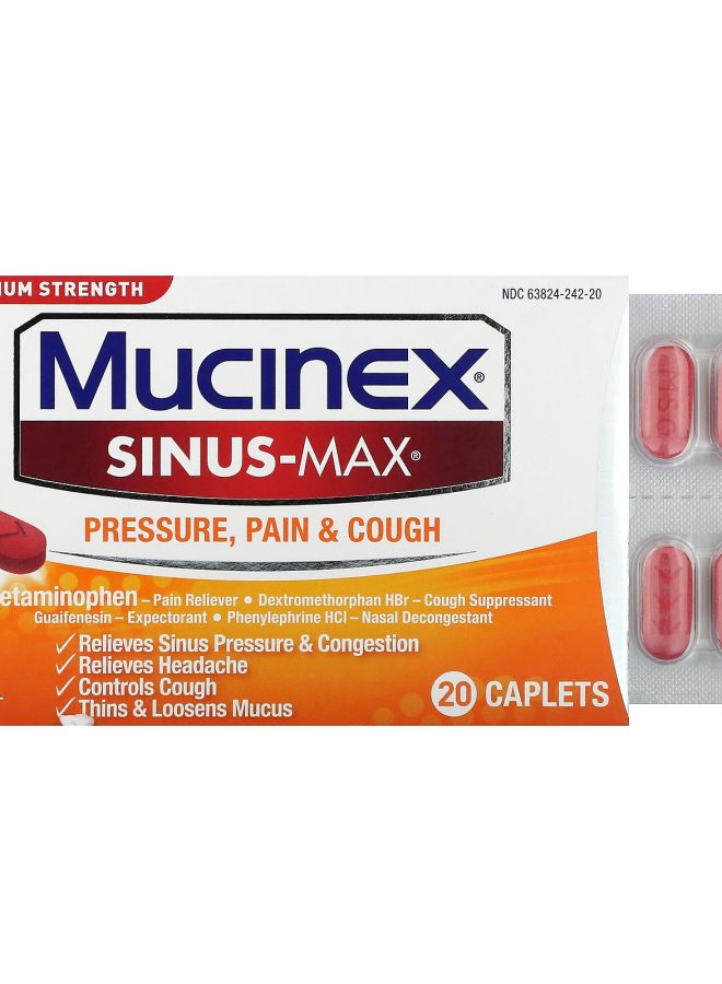 MUCINEX SinusMax Pressure Pain & Cough For Ages 12+ 20 Caplets