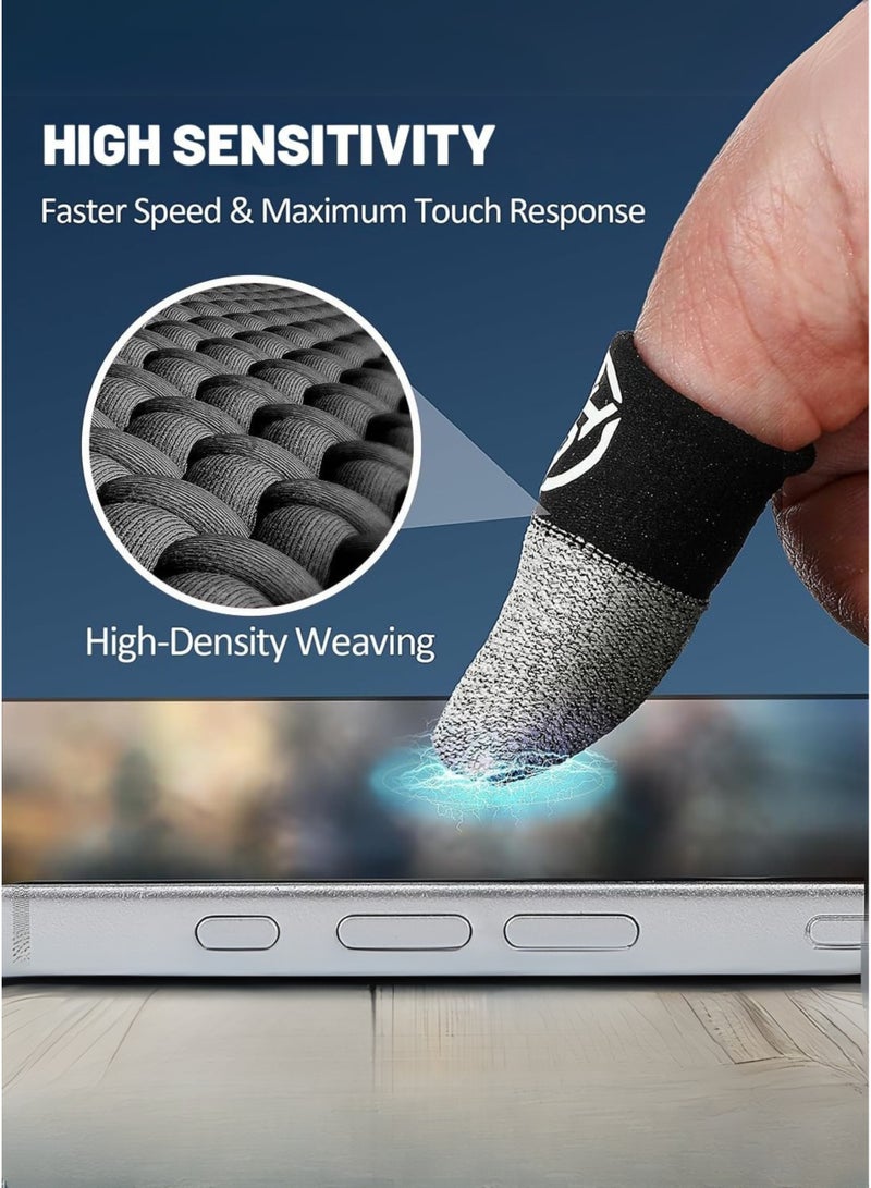 WASP Feeler 4-Piece Mobile Gaming Finger Sleeves – Silver Conductive Touch Gloves for PUBG, Free Fire & FPS Games - Image 3