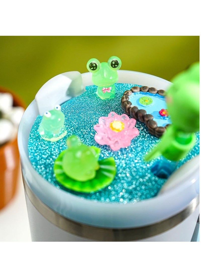 KASTWAVE For Stanley Cup Accessories Set Cute Frog Cup Lid Compatible with Stanley Accessories Charms Charms for Stanley Cups H20 30oz 40oz with Silicone Straw Cover Cap for Tumblers - Image 3