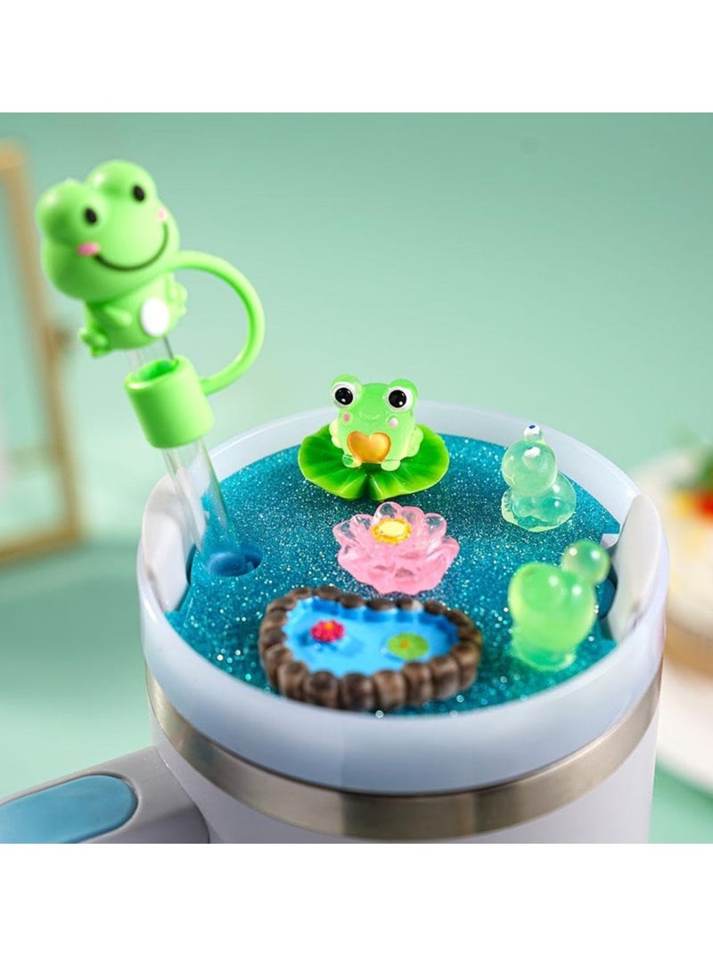 KASTWAVE For Stanley Cup Accessories Set Cute Frog Cup Lid Compatible with Stanley Accessories Charms Charms for Stanley Cups H20 30oz 40oz with Silicone Straw Cover Cap for Tumblers - Image 4