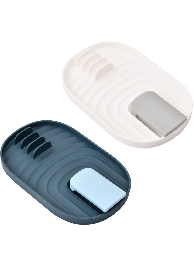 Generic 2-Pack Plastic Spoon and Lid Holder, Foldable Kitchen Utensil Rest with Hanging Hole for Easy Storage  - Image 1