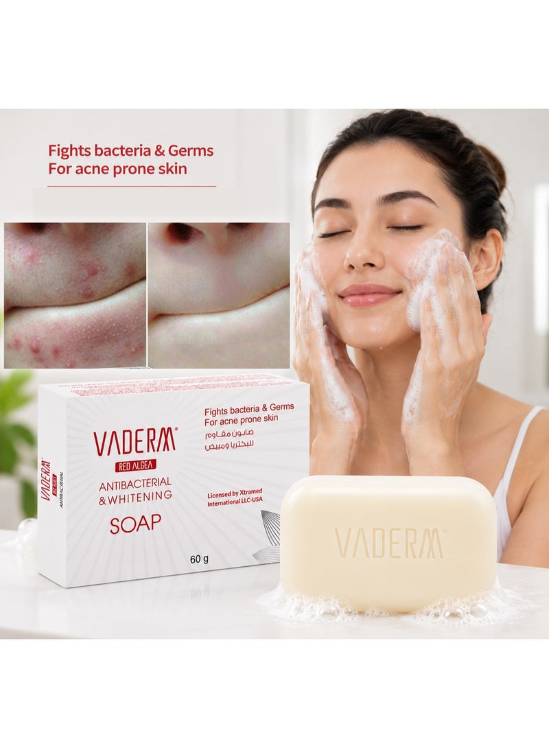 VADERM Red Algae Antibacterial & Whitening Soap – Acne Care & Deep Cleansing Bar 60g - Image 1