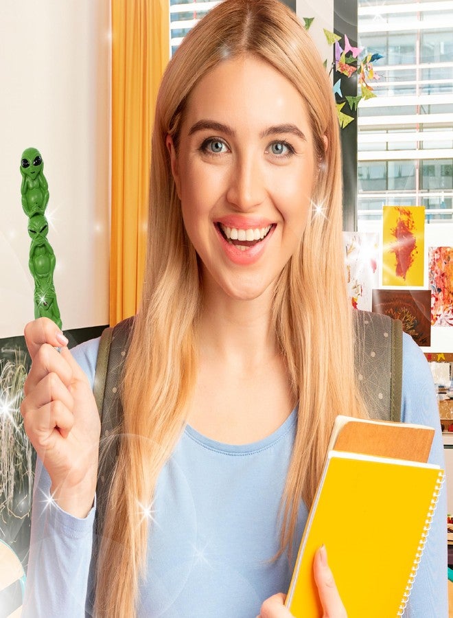 Planet Pens قلم بلانيت بينز المبتكر بتصميم ثلاثة كائنات فضائية حكيمة - أقلام مرحة رائعة للأطفال والمراهقين والبالغين، قلم حبر جاف مميز للكتابة المدرسية، أدوات مكتبية فريدة، هدية قلم فضائيين لطيفة للرجال والنساء - 6 بوصات - Image 2