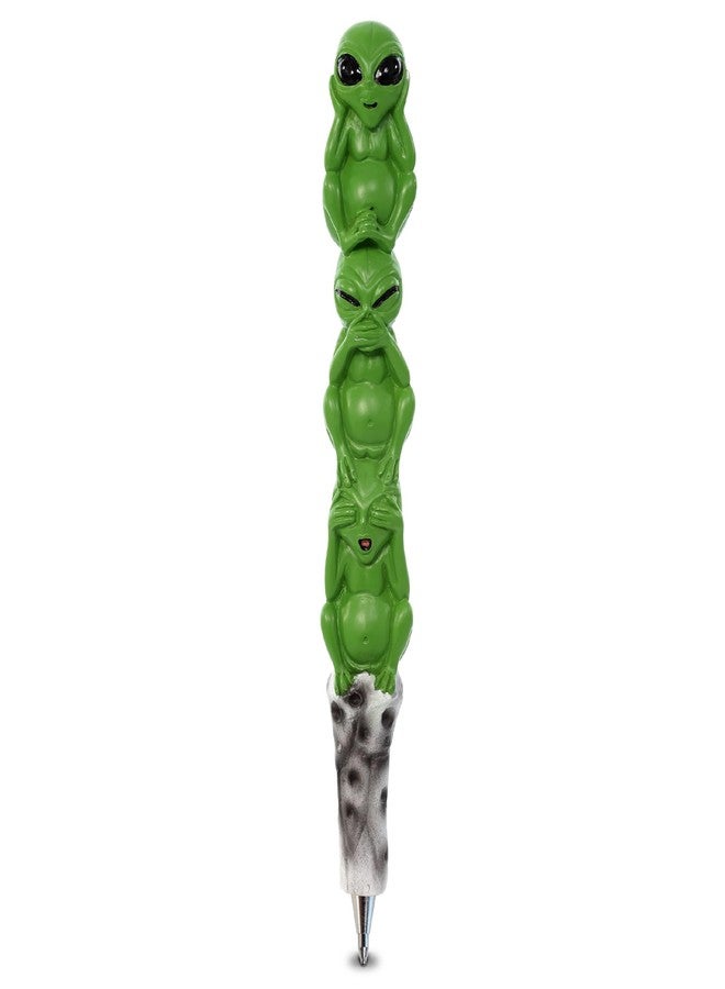 Planet Pens قلم بلانيت بينز المبتكر بتصميم ثلاثة كائنات فضائية حكيمة - أقلام مرحة رائعة للأطفال والمراهقين والبالغين، قلم حبر جاف مميز للكتابة المدرسية، أدوات مكتبية فريدة، هدية قلم فضائيين لطيفة للرجال والنساء - 6 بوصات - Image 1