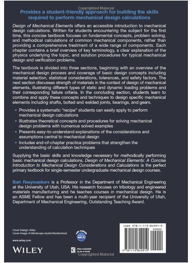 null - WILEY Design of Mechanical Elements: A Concise Introduction to Mechanical Design Considerations and Calculations - Image 1