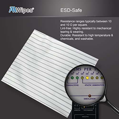 AAWipes ESD-Safe Wipes (9"x9", 100 pcs) - Lint-Free Cleanroom Cloth Wipers, Polyester-Carbon Blend (CE16009) - Image 4