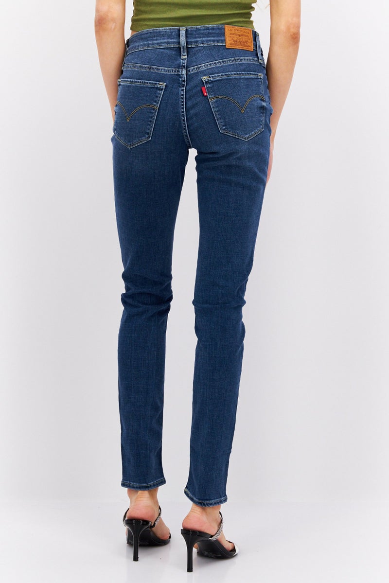 Levi's جينز ضيق للنساء بتصميم مغسول ومرن، أزرق داكن - Image 3