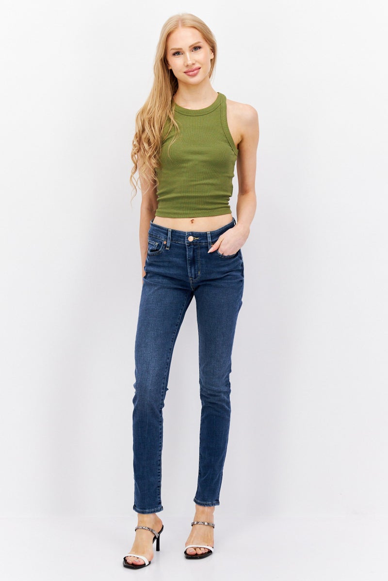 Levi's جينز ضيق للنساء بتصميم مغسول ومرن، أزرق داكن - Image 4