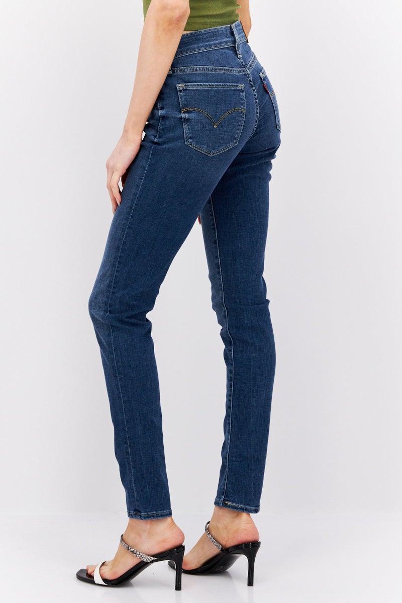 Levi's جينز ضيق للنساء بتصميم مغسول ومرن، أزرق داكن - Image 2