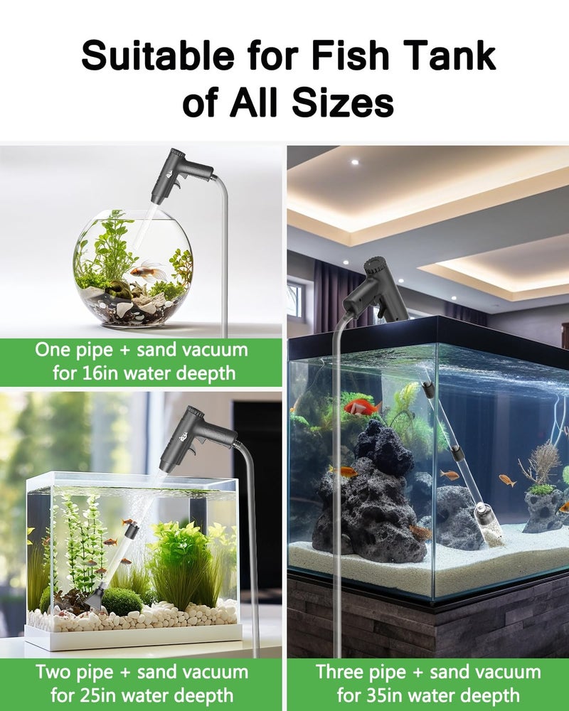 AQQA Aquarium Gravel Cleaner, 4-in-1 Upgrade Suction Power Manual Fish Tank Gravel Vacuum Cleaner Tools for Aquarium Water Changer with Water Flow Adjustment Use for Fish Tank Cleaning Gravel Sand - Image 5