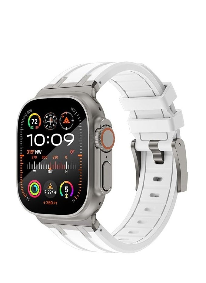Generic - Adjustable Strap Compatible With Apple Watch Series 8/8 Ultra 45/49mm Nylon Sport White - Image 1