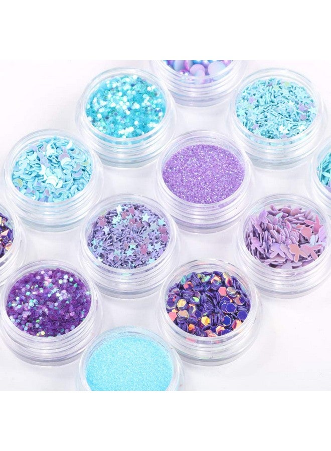 يس ليدي رقائق تزيين أظافر Yeslady ثلاثية الأبعاد من الأكريليك اللامع اللامع مع الترتر لتزيين الأظافر DIY مع 12 وعاء من لؤلؤ حورية البحر - Image 4