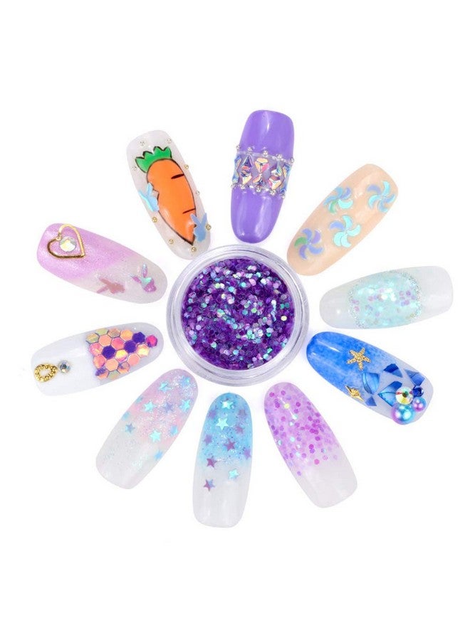 يس ليدي رقائق تزيين أظافر Yeslady ثلاثية الأبعاد من الأكريليك اللامع اللامع مع الترتر لتزيين الأظافر DIY مع 12 وعاء من لؤلؤ حورية البحر - Image 3