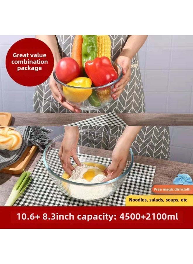 High Borosilicate Transparent Glass Bowl Large Thickened Salad Bowl Special For Microwave Oven And Basin Suit-Specifications:4500ml + 2100ml-Color:High Temperature Resistant And Can Be Put Into The Microwave Oven  - Image 1