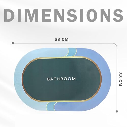 Yellow Weaves Rubber 2 Pcs Anti Slip Water Soaking Floor Mat, Water Absorbent Non Slip Bath Mat, Quick Dry Mat for Bathroom, Door Mat for Home, Kitchen, Office, Kitchen Oval - Malachite Green - Image 5
