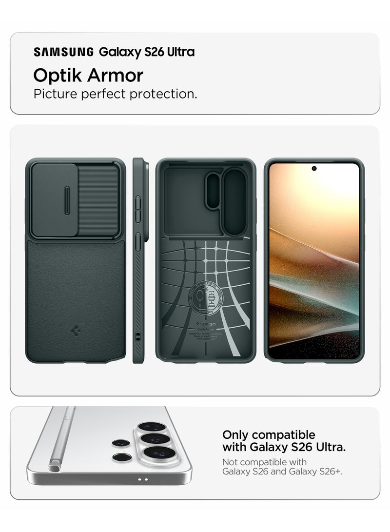 Spigen غطاء حماية Optik Armor لجهاز سامسونج جالاكسي S26 ULTRA مع واقي عدسة الكاميرا - أخضر عميق - Image 2