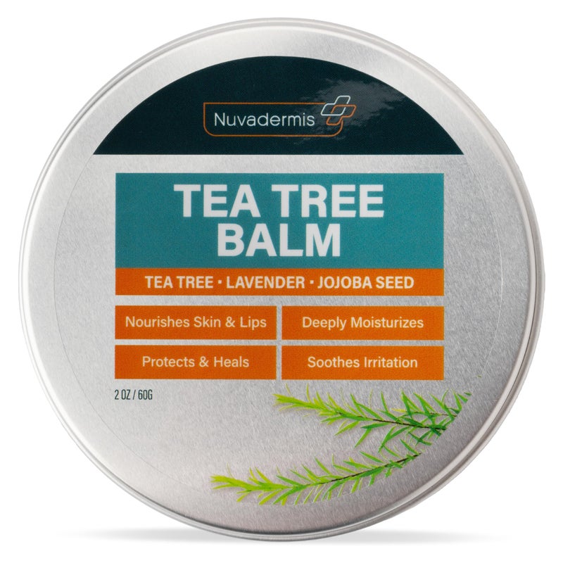 NUVADERMIS Tea Tree Oil Foot Balm â€“ Effective Recovery Balm for Dry, Cracked Feet, Athleteâ€™s Foot, Ringworm & Itchy Skin â€“ Soothing Moisturizer â€“ 2 oz - Image 1