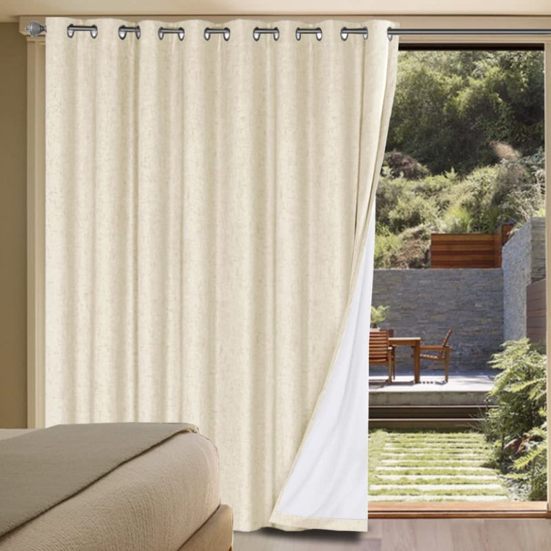 H.VERSAILTEX HVERSAILTEX Linen Blackout Curtains Durable Thick Textured Linen Look 100 Blackout Patio Door Curtain Anti Rust Grommet Extra Wide Sliding Door Curtain Panel W100 x L96 inch  Grey