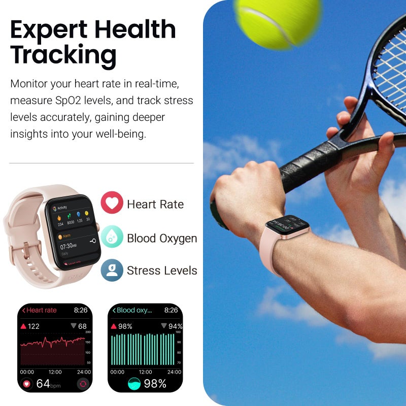 TOZO AMOLED S4 AcuFit One Smart Watch 1.78" Ultra-Clear Screen for Men Women, Call/Answer Fitness Tracker, Heart Rate Sleep Blood Oxygen Monitor IP68 Waterproof for iOS 11.0+ Android 9.0+ Rose Gold - Image 5