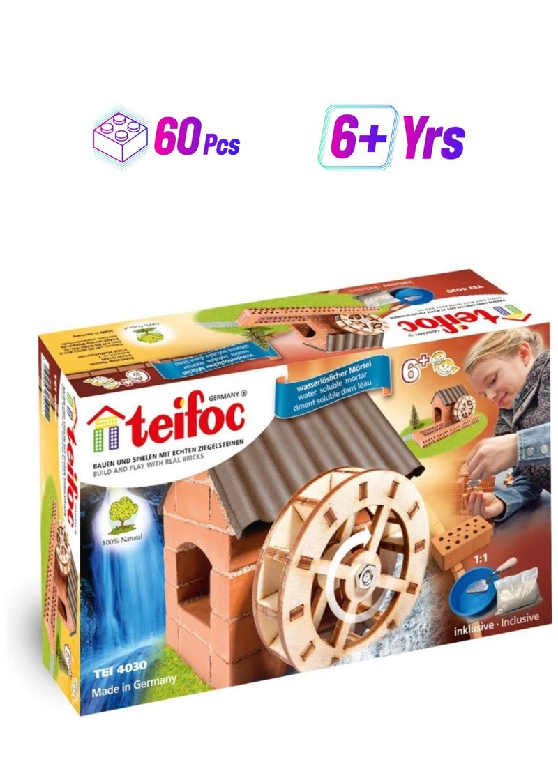 Teifoc Brick Construction Toy Set - TEI 4030 - Water Mill Set Stone Building Kit - 6+ Years - 60pcs  - Image 1