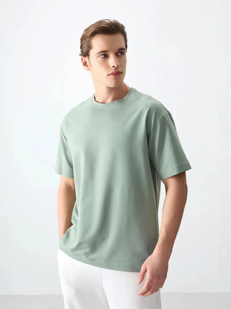 تومي لايف TOMMY Oversized Cotton Blend Crew Neck T-Shirt