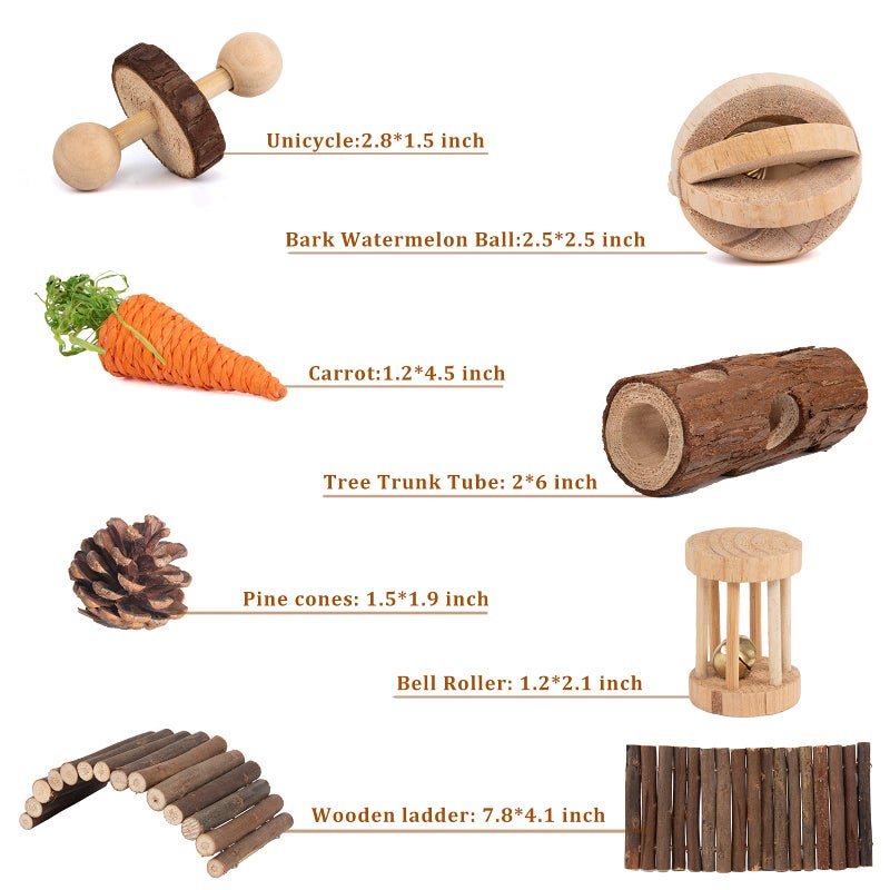 Sofier Hamster Toys Hamster Accessories for Cage Natural Guinea Pig Toys and Chews for Teeth Rat Toys Chinchilla Toys Wood Hideout Bridge Apple Wood Sticks - Image 2