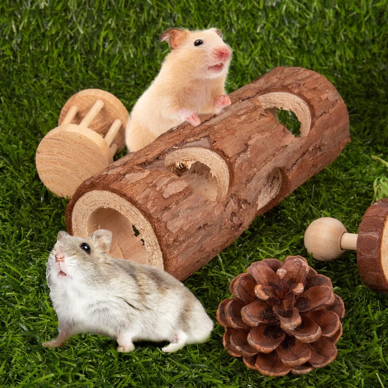 Sofier Hamster Toys Hamster Accessories for Cage Natural Guinea Pig Toys and Chews for Teeth Rat Toys Chinchilla Toys Wood Hideout Bridge Apple Wood Sticks - Image 4