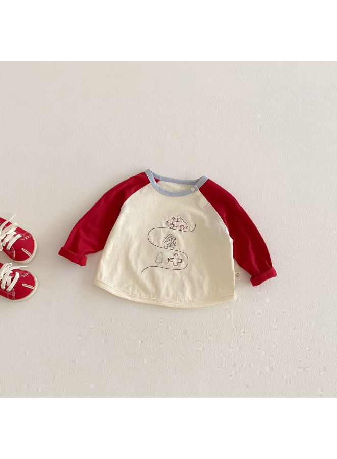 Boys' Car T-shirt 2026 New Spring Baby Stylish Cartoon Print Base Layer Children's Korean Style Spring Clothing