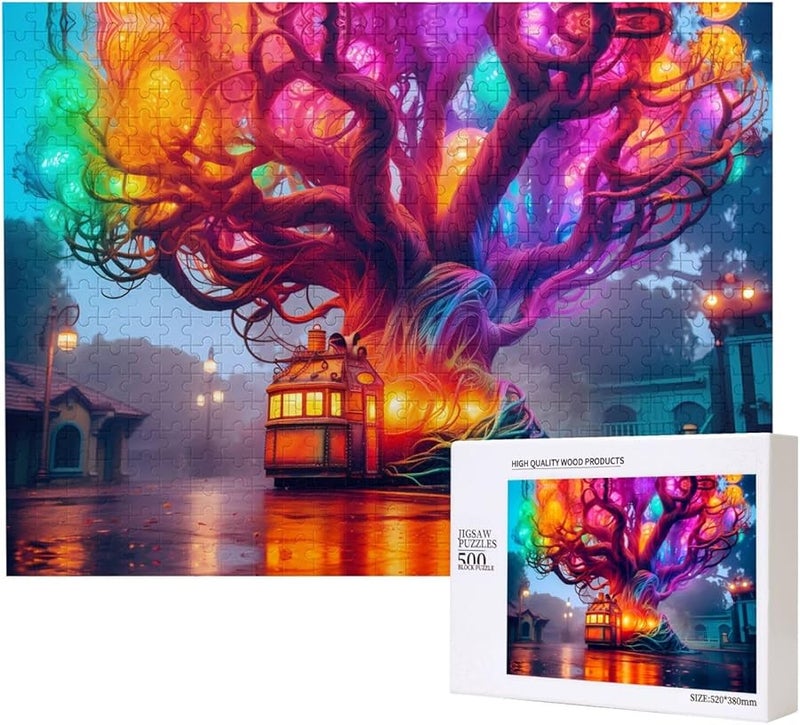 Phayah Magic Tree Cottage 500 Piece Jigsaw Puzzle For Adults Home Decor - Image 1