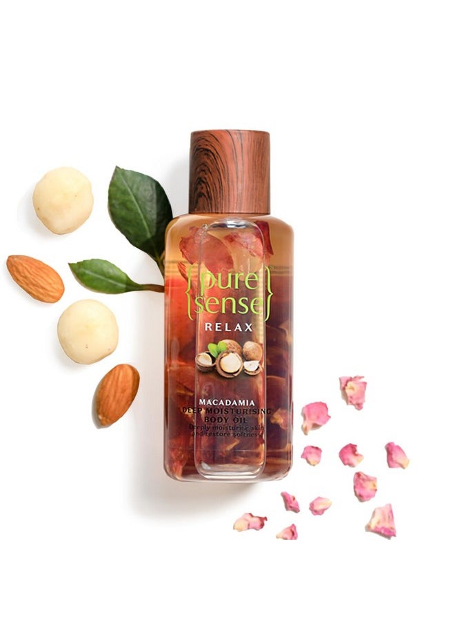 بيورسينس زيت الجسم المرطب العميق PureSense Macadamia لجميع أنواع البشرة بزيت اللوز الغني وبتلات الورد، يغذي البشرة ويريح الحواس، خالٍ من الكبريتات والبارابين، 100 مل  - Image 1